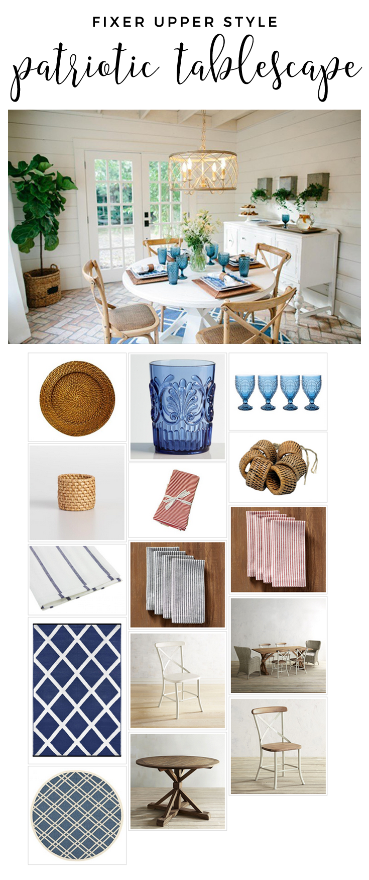 Fixer Upper Style Patriotic Tablescape! Recreate the look using this shopping guide!