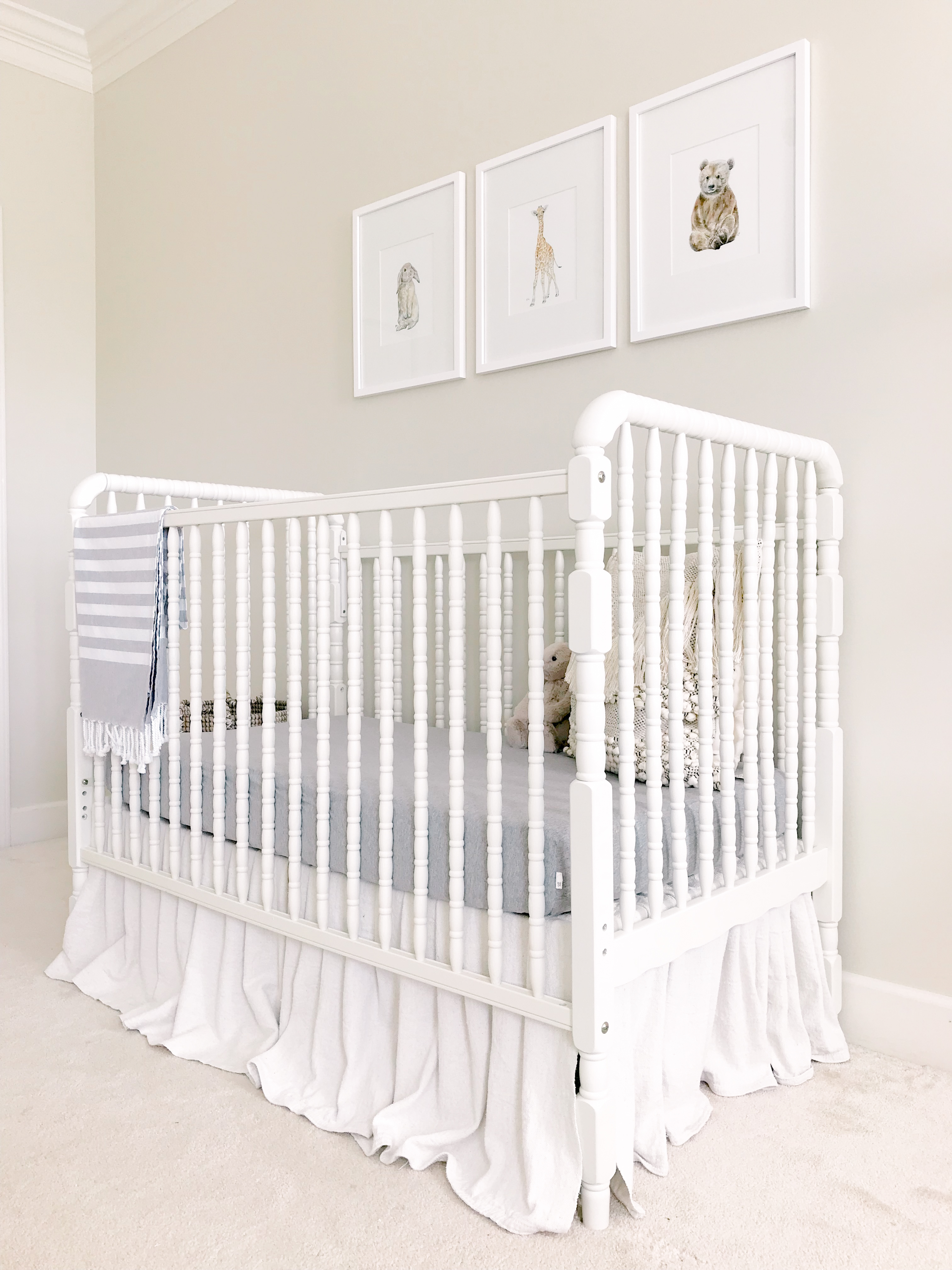 DIY No Sew Drop Cloth Crib Skirt